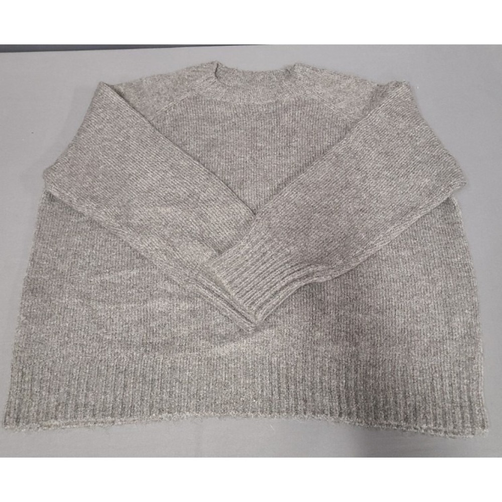 Old Navy Sweater Womens Large Gray Crewneck Fisherman Cocoon Tunic Plush Thick